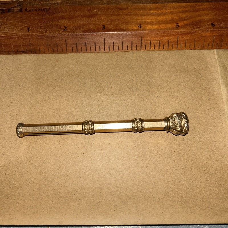 Victorian DUEL Mechanical Retractable Pencil Fountain Pen Gold? Red Jewel