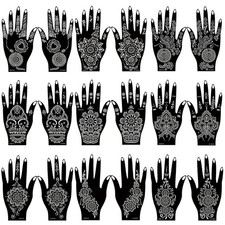 18 Sheet Henna tattoo kit Temporary Tattoo Stencils, Hands henna Black