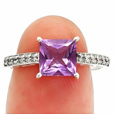 Natural Amethyst - Brazil 925 Sterling Silver Ring s.8 Jewelry R-1718