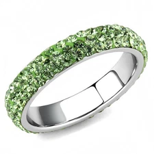 Peridot Green Crystal Eternity Band Stack Ring