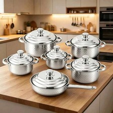 12-Piece Cookware Set, Made Of Stainless Steel, Non-Stick, Kitchen Cookware Set