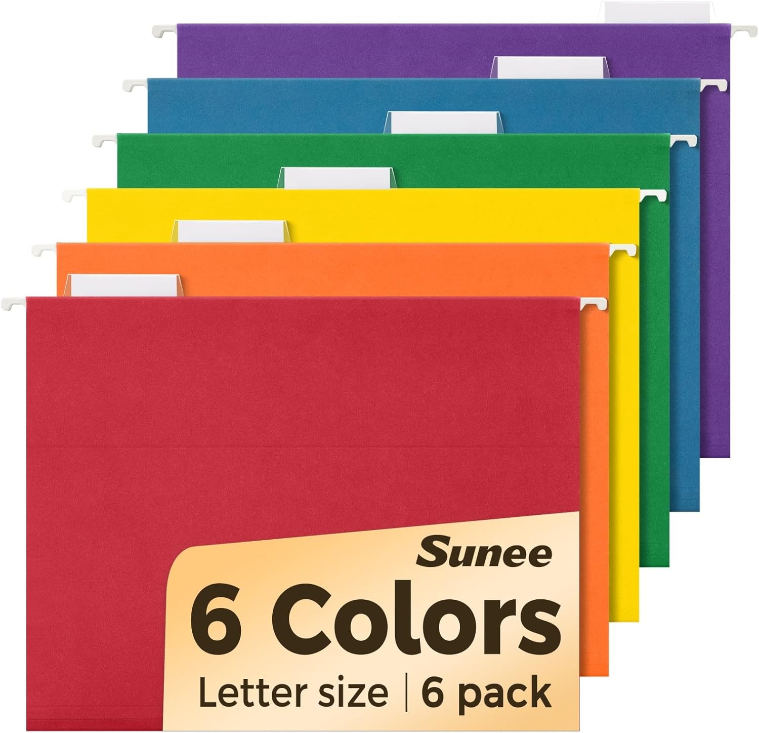 6 Pack Hanging File Folders Letter Size with Tabs for Office Home Document Stora