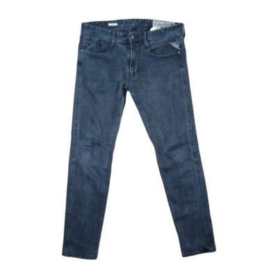 Replay Anbass Jeans Herren W32 L32 schwarz dunkel Slim Fit Stretch Denim Y2K Designer