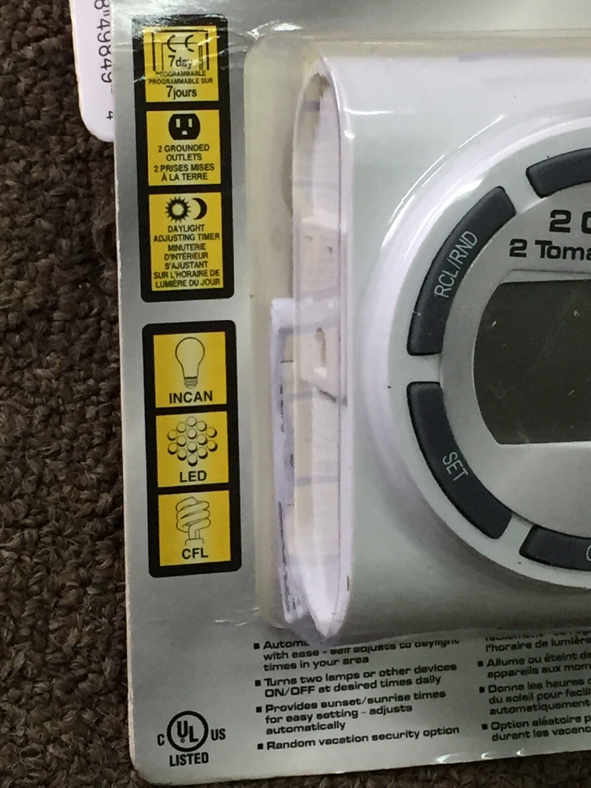 Vacation Mode Random Light Timer Defiant SunSmart 15-Amp 7-Day Digital ...