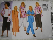 Shirt Top Tunic Dress Skirt Pants Women's 16w-20w Butterick 3039 Sewing Pattern