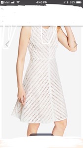 bcbg lace trimmed striped dress