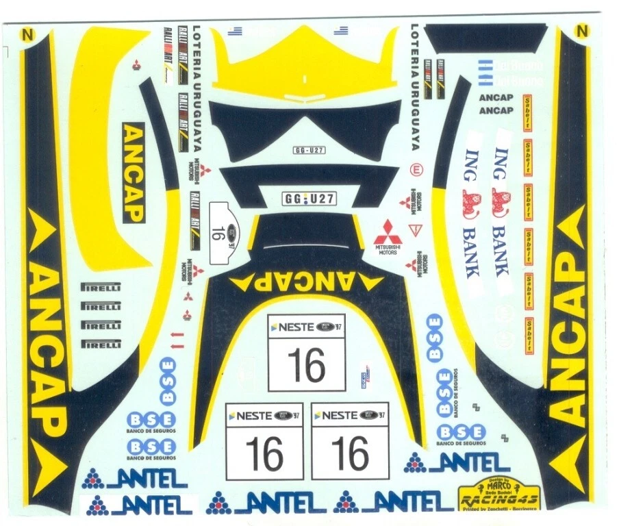 1/24 Mitsubishi Lancer Ev4 Rally 1000 Lakes'97 #16 BIG24 TRANS-KIT Racing43 TK24 - Immagine 2 di 3