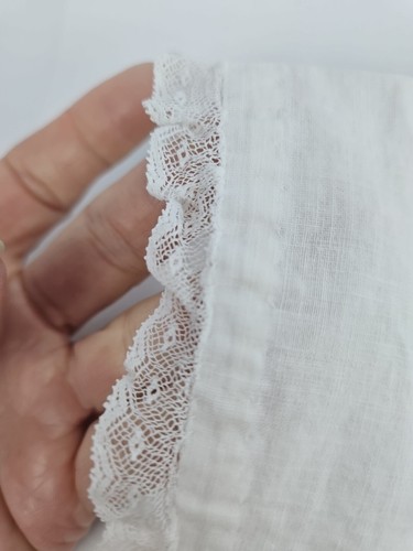 Antique handmade Newborn Baby Girl Doll white Slip Dress Lacy Hem - Picture 9 of 13