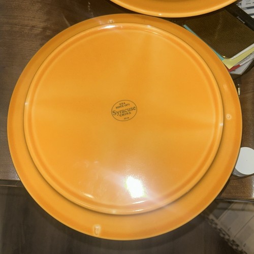 2er Set Vintage Syrakus Porzellan Restaurant Geschirr Orange Geteilt 10" Teller - Bild 4 von 9