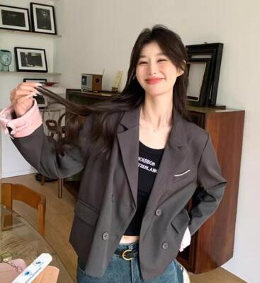 Women's New Chinese style Leisure Fashion Splicing lapel long sleeves Suit Coata