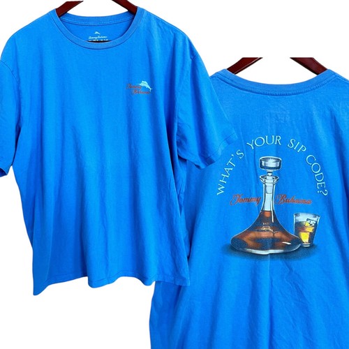 Tommy Bahama Tshirt Relax Graphic Mens XL Blue Whats Your Sip Code Island Life