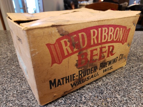 Wausau Mathie-Ruder Brewing Co CONE TOP Red Ribbon Beer Case 1953-55 ULTRA RARE - Picture 6 of 10