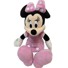 Disney Minnie Mouse Small Bean Bag Plush Pink and White Polka Dots Dress Bow 11"
