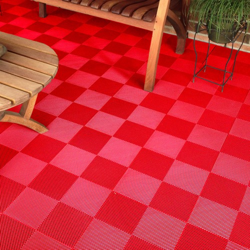 EZ DIY Garage Floor Tiles |Perforated Tiles Red - USA MADE - Picture 3 of 6