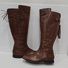 Knee High Brown Leather Boots Size 10 rubber soles