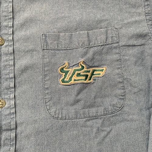 Vintage USF Bulls Denim Shirt Size L University South Florida Button Up Jean - Picture 3 of 12
