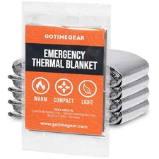 Go Time Gear Emergency Blankets for Survival (4 Pack), Mylar Emergency Surviv...