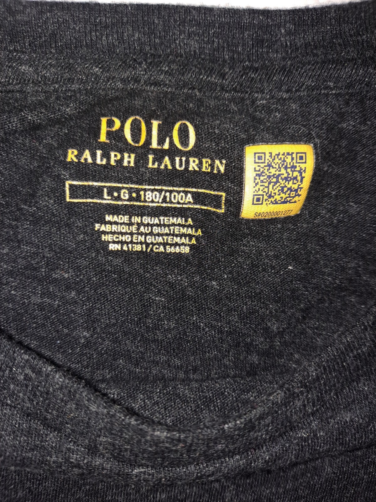 Polo Ralph Lauren camicia girocollo uomo grande grigio scuro pony ricamata