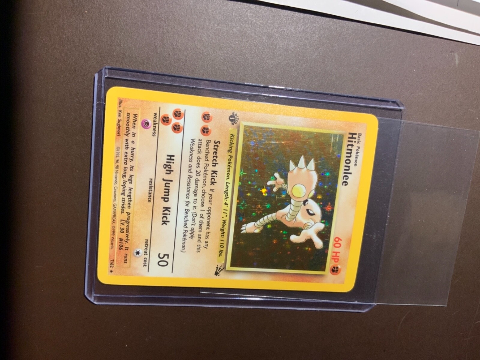 Hitmonlee 1st Edition Fossil Holo Foil 7/62 Pokemon Card ungraded mint psa bgs