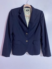 J Crew Blazer Womens 2 Blue Stripe Wool School Boy Academia Business Corpcore