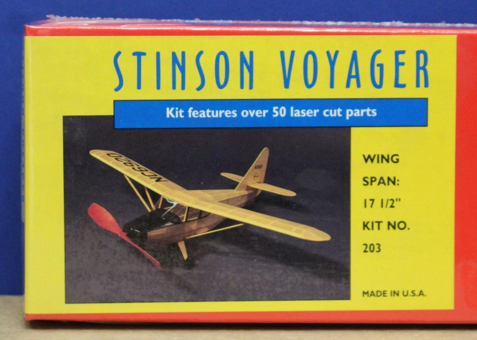 Dumas 203 Stinson Voyager Kit 17.5 " Wingspan Laser Cut Rubber powered Balsa Kit - Image 2 of 4