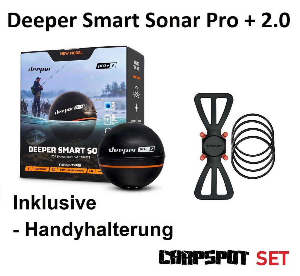 Deeper PRO PLUS SET OF 2 + Cell Phone Mount - GPS WIFI Smart Sonar Sonar  Fishfin