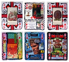 HANDMADE 6 PIECE SET: Original Art On 8x11 Giant Poker Playing Card RARE ODD LOT