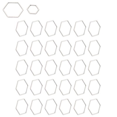 30Pcs Hexagon Shaped Hollow Resin Frame Stainless Steel Open Bezel Hollow