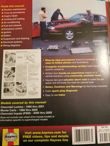 HAYNES REPAIR MANUAL 24048 CHEVROLET LUMINA & MONTE CARLO '95-'05 - Picture 3 of 3