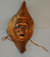 Vintage Paper Mache Mask Moon Face Tear Gold Face Opera SIGNED Agostino DESSI