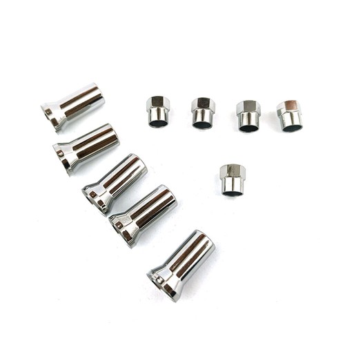 10Pcs TR414 Silver Chrome Car Tyre Wheel Tire Valve Stem Hex Cap & Sleeve Covers - Picture 9 of 12