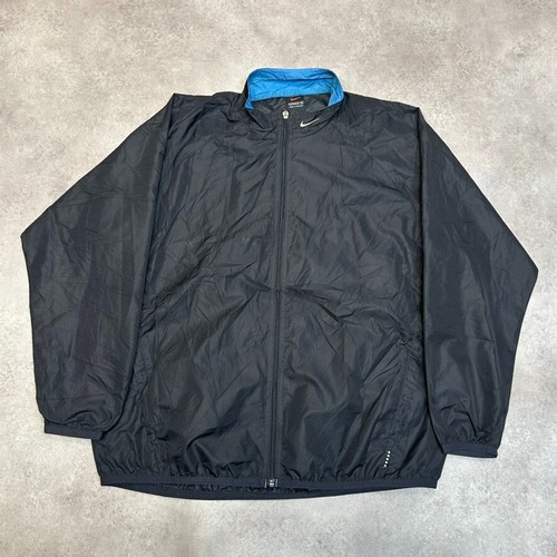 Nike Rain Jacket Womens XL Full Zip Vintage Windbreaker Sports Coat, Black