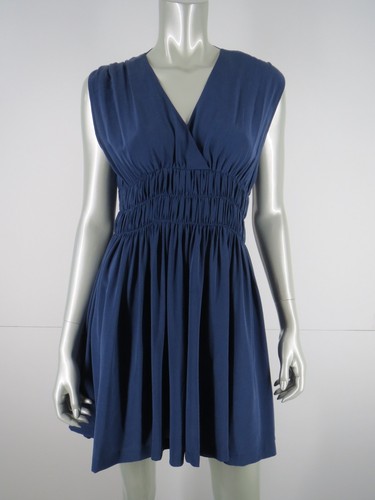 Joie Dress Cocktail Party Mini NEW Size M Blue Silk Sleeveless Ruched Fit Flare - 第 1/12 張圖片