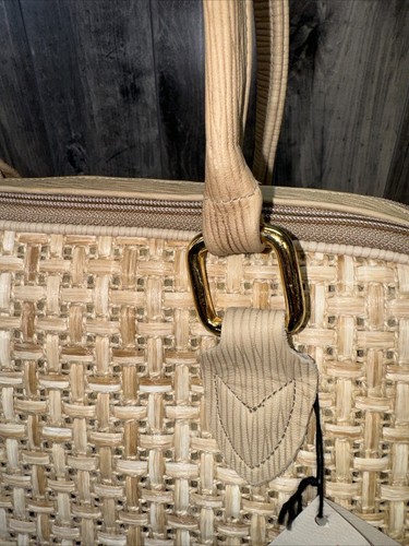 NWT VTG Marco Avane Purse Bag Woven Straw Handles Leather Made In USA - Picture 12 of 23