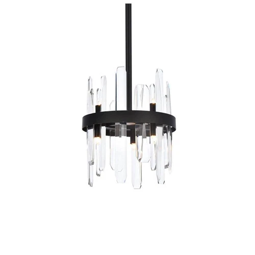 Elegant Lighting Serena 10" Round Modern Iron and Crystal Pendant in Black - Picture 4 of 8