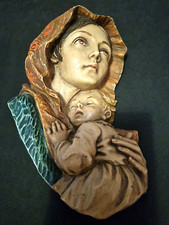 ANTICA SCULTURA CAPOLETTO ANNI 40/50 MADONNA IN GESSO PATINATO 