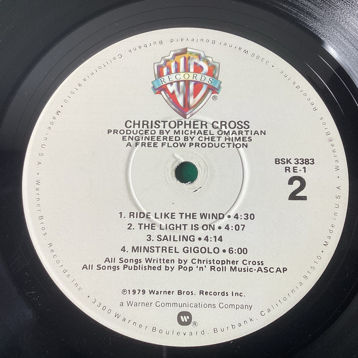 Christopher Cross Self Titled Vinyl, LP 1983 Warner Bros. Records