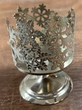 Bath And Body Works Silver Glitter Snowflakes Rhinestone Candle Holder  Pedestal
