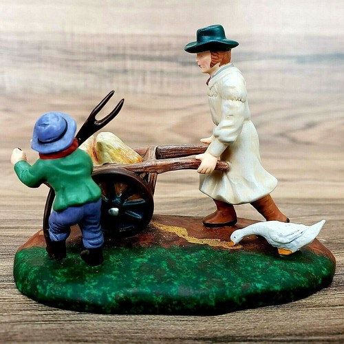 Dept 56 Dickens Village 2001 Taking Grain To The Mill #56.58545 Man Boy & Goose - Picture 7 of 11