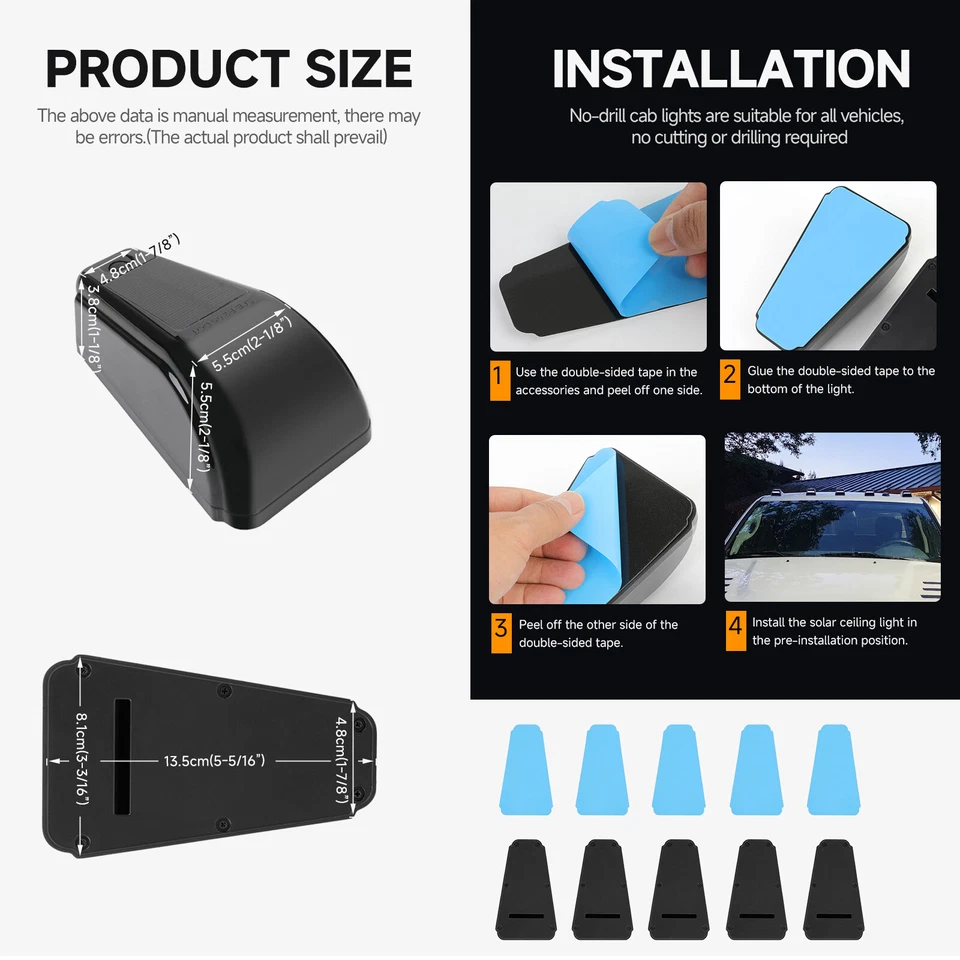 5X Luces LED ámbar para techo inalámbrico alimentadas por energía solar para Toyota FJ Cruiser Prado Foto 2 de 4