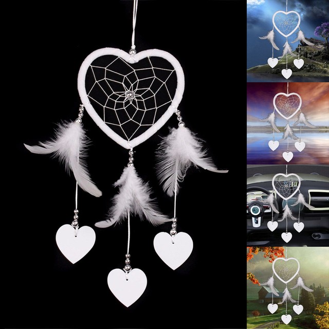 Wall Hangings Dream Catcher With Feather Small Heart Wall Hanging Home Car Decor White Uk Stephenpikus Com