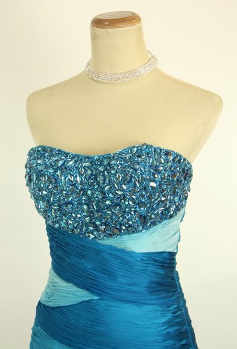 NWT Jovani Size 2 Short Strapless Evening Cruise Prom Dress Blue $550 Club Gown - Picture 4 of 12