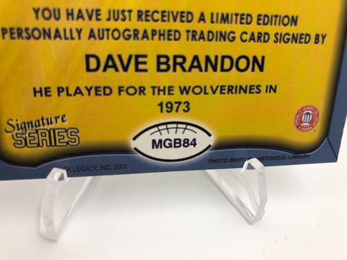 TK Legacy DAVE BRANDON AUTO Signed M GO BLUE MGB84 Card DOMINO'S PIZZA MICHIGAN - Picture 7 of 7