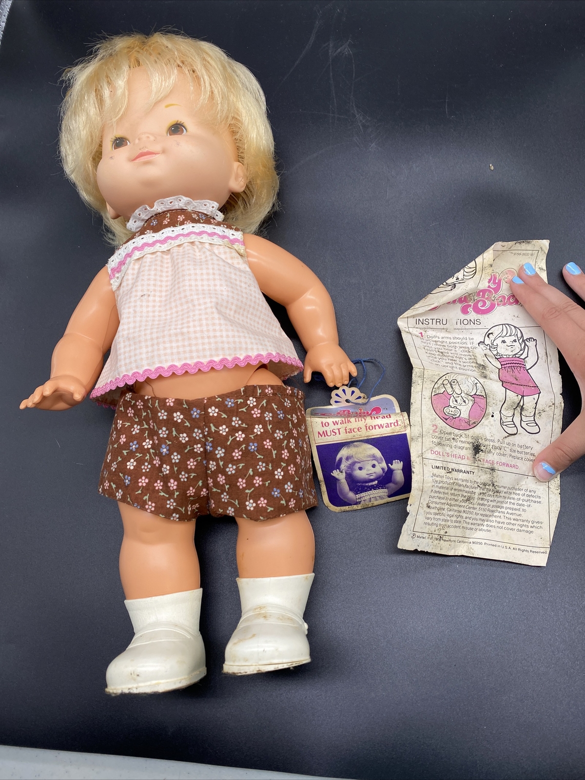 Vintage 1976 Mattel Baby Come Back Doll With Box (Please Read