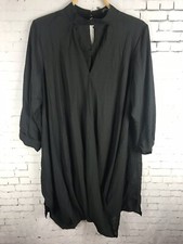 Auxo Dress Medium Women's Black Sheer Drapey Flowy Keyhole New (AAG)