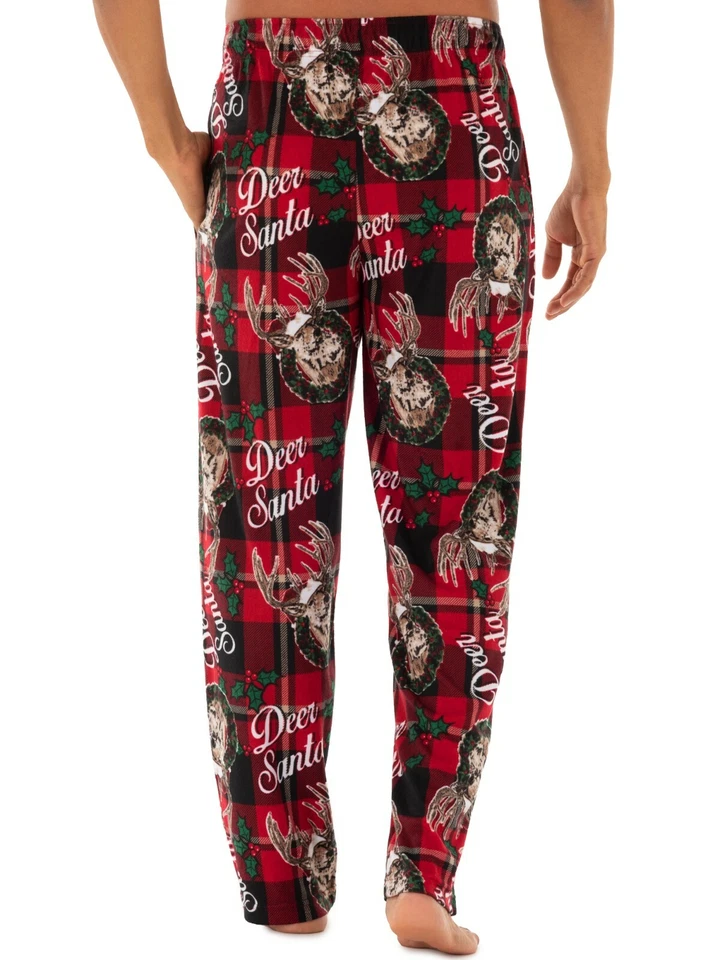 Брюки для сна мужские Fruit of the Loom Deer Santa рождественские флисовые пижама S-5XL - Изображение 4 из 4