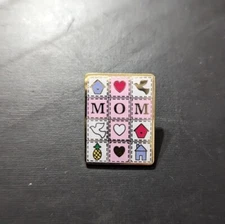 Valley Casting Gold Tone Mom Pink White Bird Heart Birdhouse Love Brooch Pin