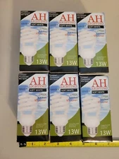 6 Fluorescent Mini Spiral 13W (60W Equal) CF13 Light Bulbs E26 Base Soft White