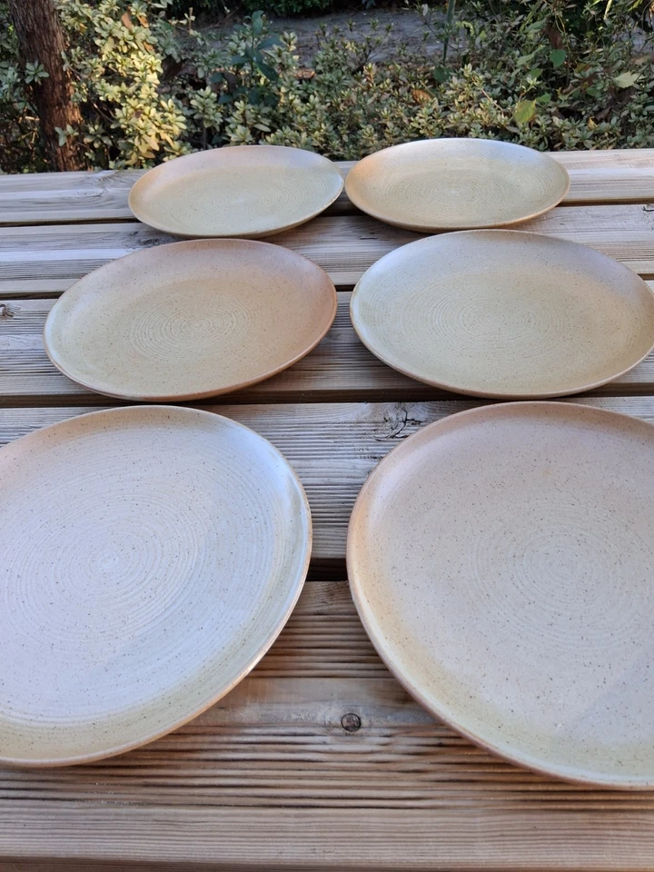 6 Grandes assiettes plate  en Grès Village CNP France Tbe - Photo 3/4