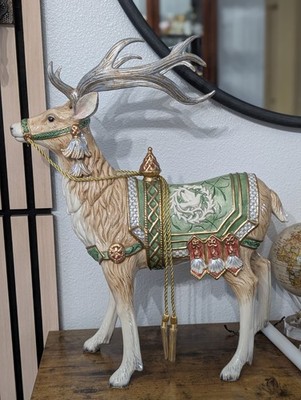 Fitz and Floyd Gregorian Reindeer Figurine 18'' With Original Box